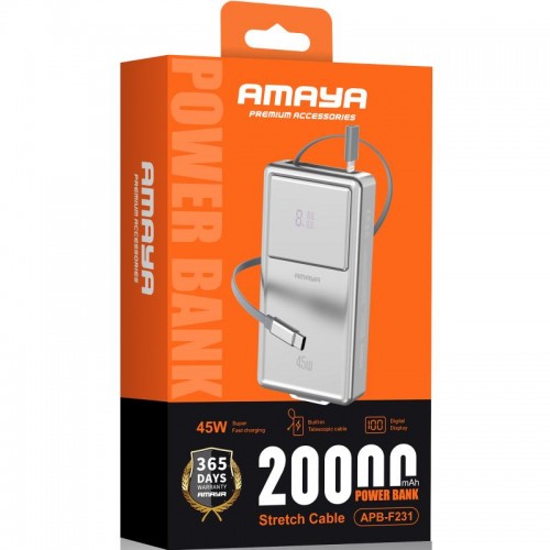Портативное ЗУ Power Bank Amaya APB-F231 45W with display and cable 20000 mAh Silver