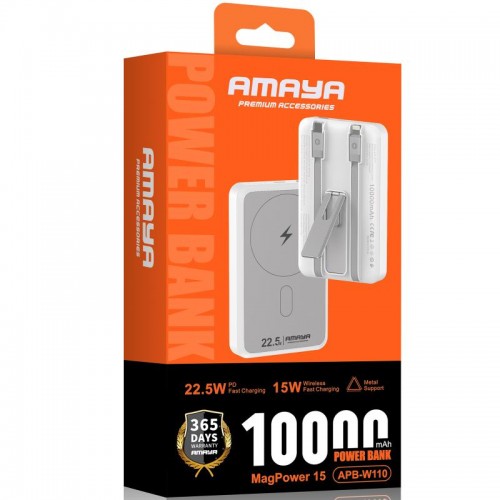 Портативное ЗУ Power Bank Amaya XN-T181 15W+PD22.5W with cable 10000 mAh White