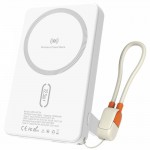 Повербанк MagSafe Amaya WF54 10000mAh 15W+PD22.5W з кабелем Type-C та тримачем White