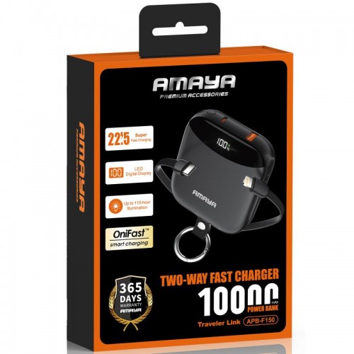 Портативное ЗУ Power Bank Amaya F150 22.5W with display and cable 10000 mAh Black