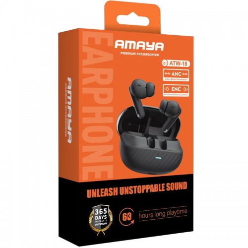 Бездротові TWS навушники Amaya ATW-18 ANC+ENC Black