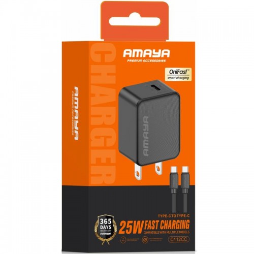 МЗП Amaya E112CC PD25W (1USB-C) + кабель Type-C на Type-C Черный