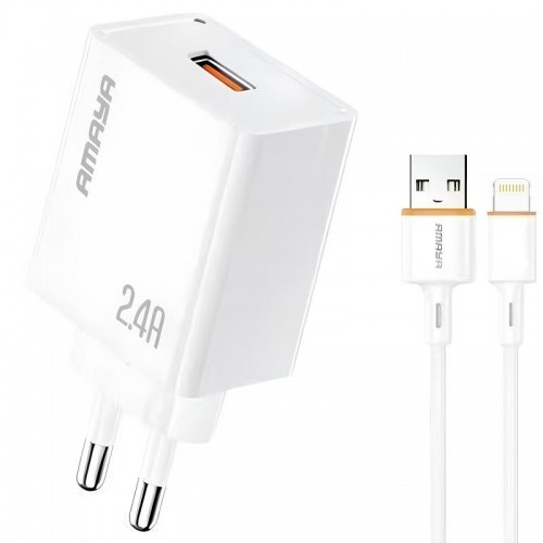 МЗП Amaya E79D 2.4A (1USB-A) + кабель USB — Lightning, белый