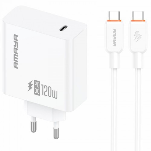 МЗП Amaya E73S PD120W (1USB-C) + кабель Type-C на Type-C Белый