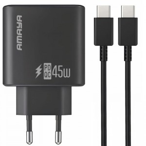 МЗП Amaya E70S PD45W (1USB-C) + кабель Type-C to Type-C Черный