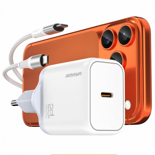 МЗП Amaya E280S PD20W GaN (1USB-C) + кабель Type-C – Type-C Белый
