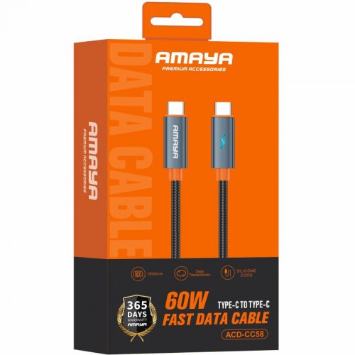 Дата-кабель Amaya CC58 Type-C — Type-C 60W (1 м) серый