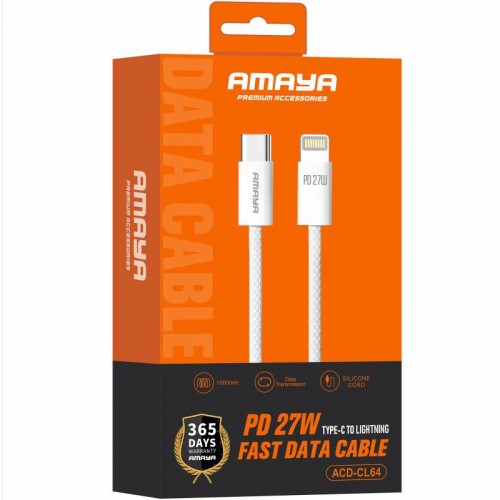 Дата-кабель Amaya CL64 Type-C to Lightning 27W (1 м) White