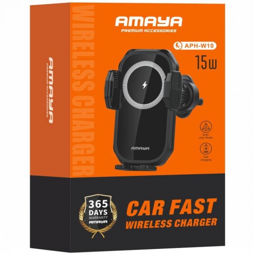 Автодержатель с БЗП Amaya APH-W10 15W (воздуховод) Черный
