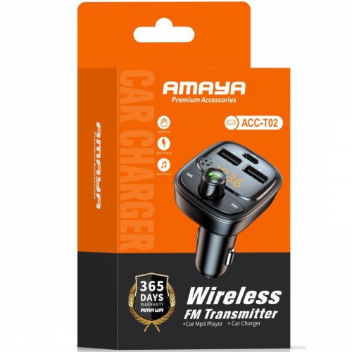 FM-модулятор АЗП Amaya ACC-T02 PD30W (2USB-A/1C) Black