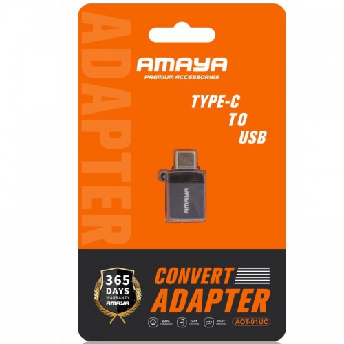 Переходник Amaya 01UC Type-C Male на USB Female USB3.0 Grey