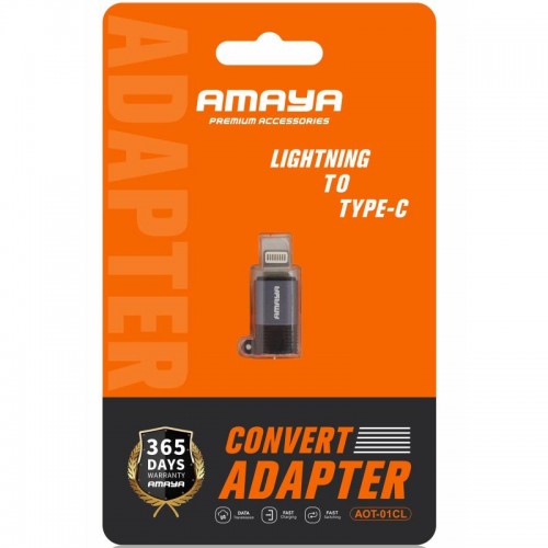 Переходник Amaya 01CL Lightning Male на Type-C Female, серый