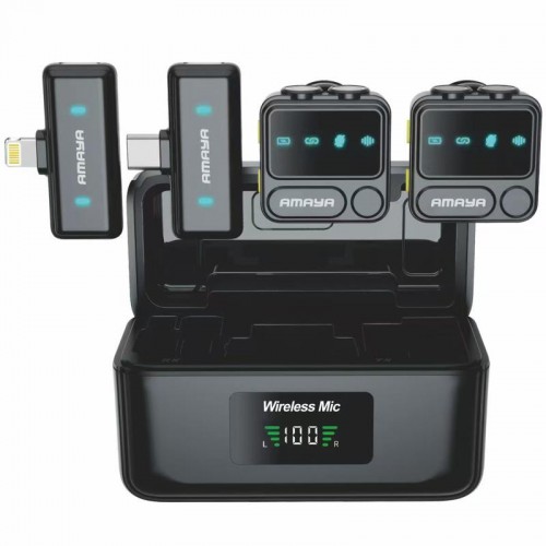 Петличный беспроводной микрофон Amaya ANC100 dual-mic 2in1 (Lightning/Type-C) Black