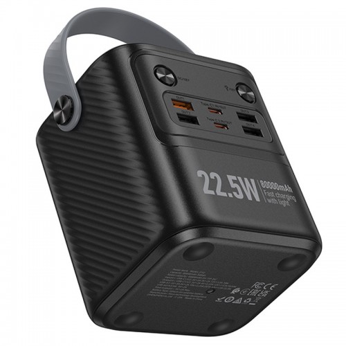 Портативное ЗУ с быстрой зарядкой Power Bank Hoco J152 Tough 22.5W+PD20W 80000 mAh Черный