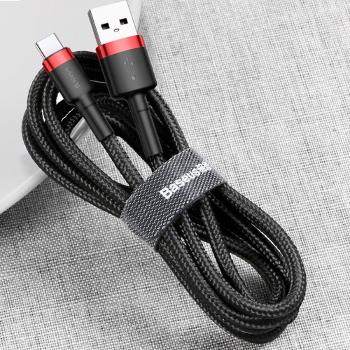 Дата кабель Baseus Cafule USB to Type-C Cable 3A (1m) (CATKLF-B) Красный / Черный