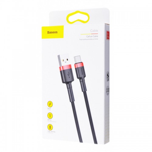 Дата кабель Baseus Cafule USB to Type-C Cable 3A (1m) (CATKLF-B) Красный / Черный