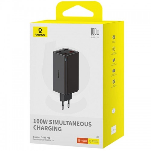 МЗП Baseus GaN6 Pro Fast Charger 100W (2USB-A/2C) (P101627) Cluster Black