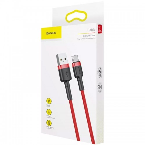Дата кабель Baseus Cafule USB to Type-C Cable 2A (2m) (CATKLF-C) Червоний