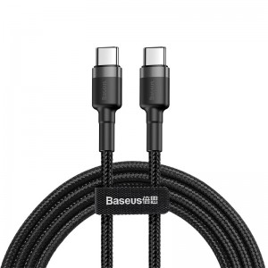 Дата кабель Baseus Cafule Type-C to Type-C PD2.0 60W (2m) (CATKLF-H) Чорний / Сірий