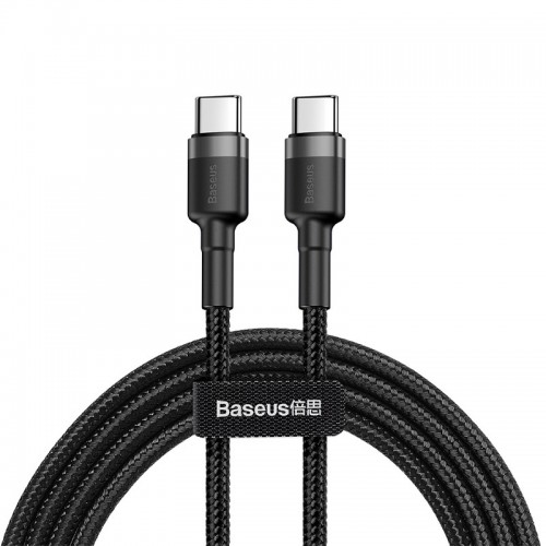 Дата кабель Baseus Cafule Type-C to Type-C PD2.0 60W (2m) (CATKLF-H) Чорний / Сірий