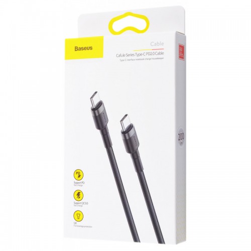 Дата кабель Baseus Cafule Type-C to Type-C PD2.0 60W (2m) (CATKLF-H) Чорний / Сірий