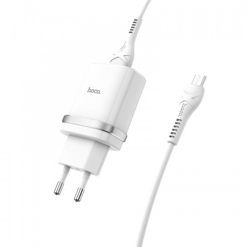МЗП Hoco C12Q Smart QC3.0 3A (1USB-A) + кабель USB to MicroUSB Білий