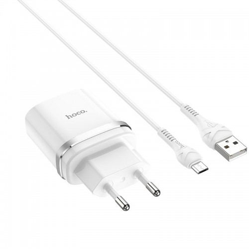 МЗП Hoco C12Q Smart QC3.0 3A (1USB-A) + кабель USB to MicroUSB Білий
