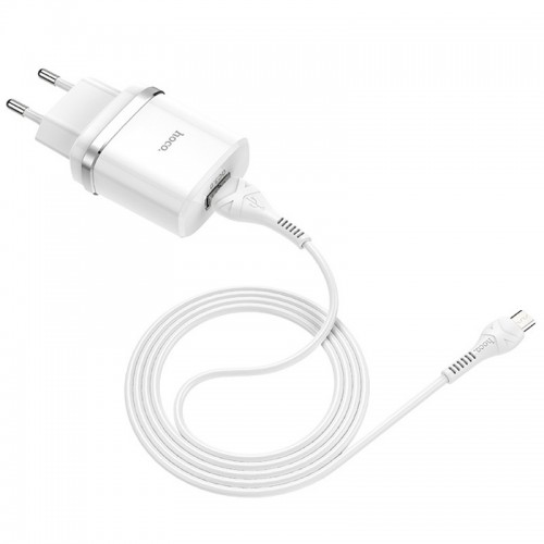 МЗП Hoco C12Q Smart QC3.0 3A (1USB-A) + кабель USB to MicroUSB Білий