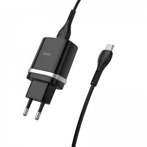 МЗП Hoco C12Q Smart QC3.0 3A (1USB-A) + кабель USB to MicroUSB Чорний