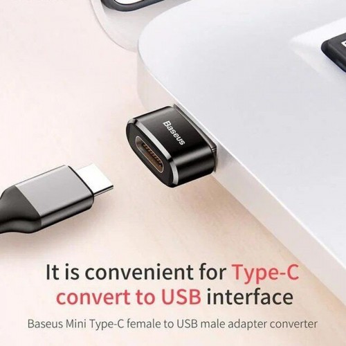 Переходник Baseus USB Male To Type-C Female Adapter Converter 3A (CAAOTG-01) Чорний
