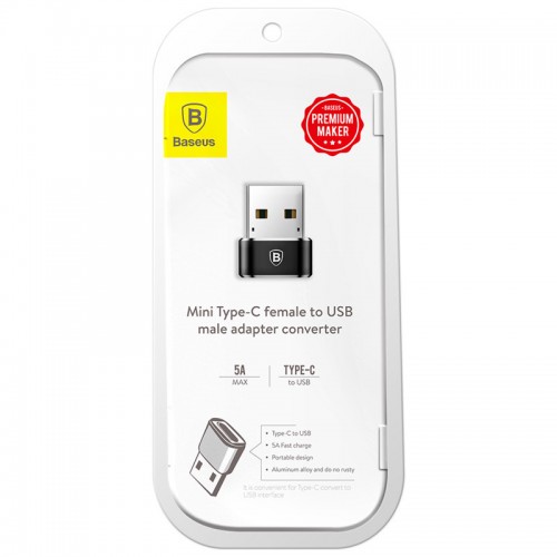 Переходник Baseus USB Male To Type-C Female Adapter Converter 3A (CAAOTG-01) Чорний