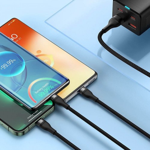 Дата кабель Baseus Flash Series 2 USB to MicroUSB-Lightning-Type-C 100W (1.2m) (CASS03000) Black