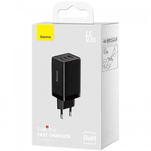 СЗУ Baseus GaN5 Pro 65W 2Type-C+USB 100W EU (CCGP12020) Black