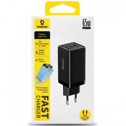 СЗУ Baseus GaN5 Pro 65W 2Type-C+USB 100W EU (CCGP12020) Black