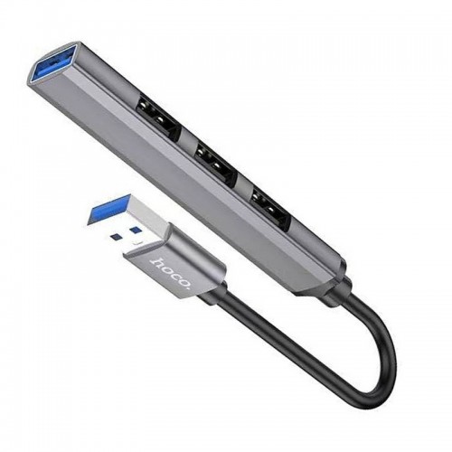 Переходник Hoco HB26 4in1 (USB to USB3.0+USB2.0*3) Metal gray