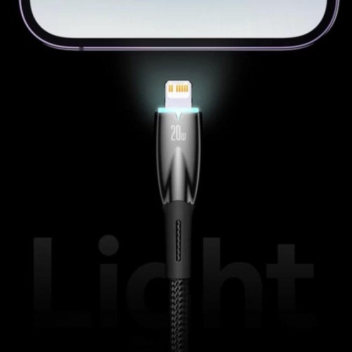 Дата кабель Baseus Glimmer Series Fast Charging Data Cable Type-C to Lightning 20W 1m (CADH000001) Black