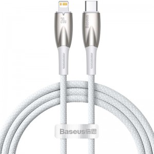 Дата кабель Baseus Glimmer Series Fast Charging Data Cable Type-C to Lightning 20W 1m (CADH000001) White