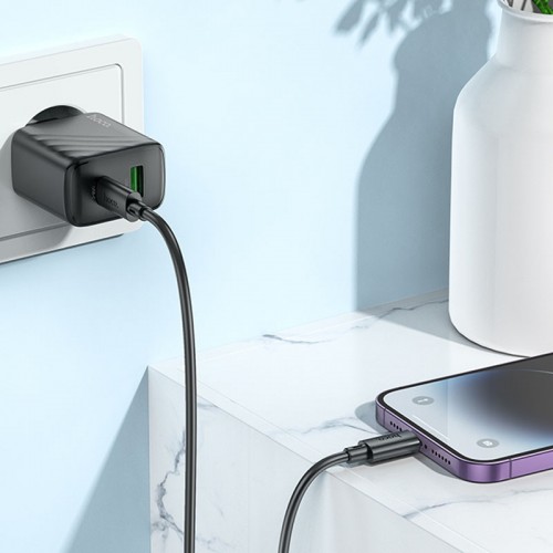 СЗУ Hoco CS23A Sunlight PD30W+QC3.0 (1USB-A/1C) + кабель Type-C to Lightning Black