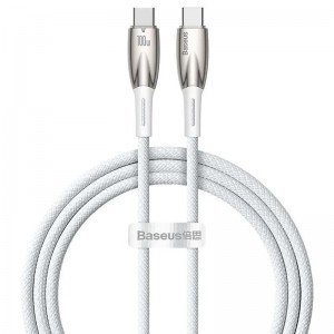 Дата кабель Baseus Glimmer Series Fast Charging Type-C to Type-C 100W 1m (CADH00070) White