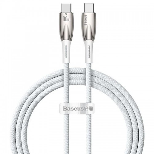 Дата кабель Baseus Glimmer Series Fast Charging Type-C to Type-C 100W 1m (CADH00070) White
