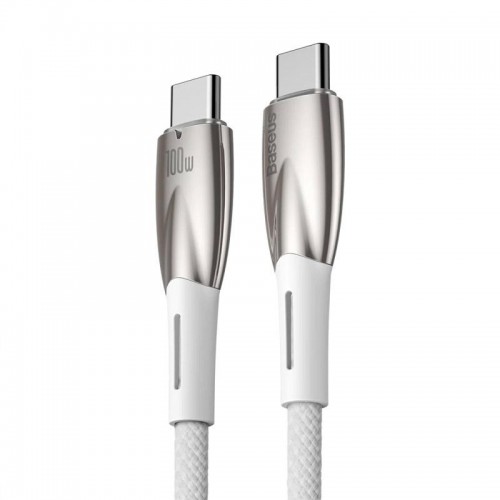 Дата кабель Baseus Glimmer Series Fast Charging Type-C to Type-C 100W 1m (CADH00070) White