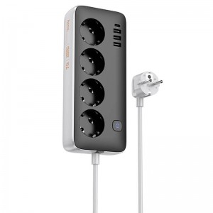 Удлинитель Hoco AC21 Sunlight 4-bit (1C/3A/4xSocket) (1.5m) White