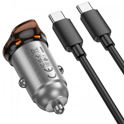 АЗП Hoco NZ16 Rigorous PD30W (1USB-C) + кабель Type-C to Type-C Metal grey
