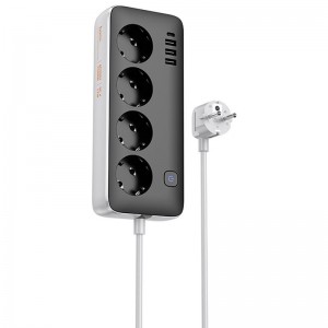 Удлинитель Hoco AC21 Sunlight 4-bit (1C/3A/4xSocket) (3m) Black