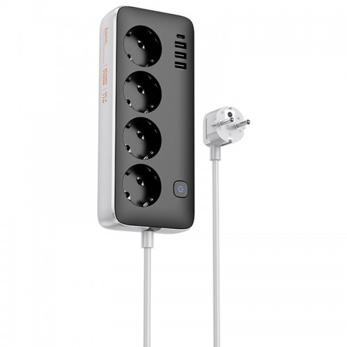 Удлинитель Hoco AC21 Sunlight 4-bit (1C/3A/4xSocket) (3m) Black
