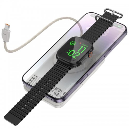 Портативное ЗУ Power Bank Hoco Q43 Clever PD20W с БЗУ+iWatch Type-C 10000 mAh Metal gray