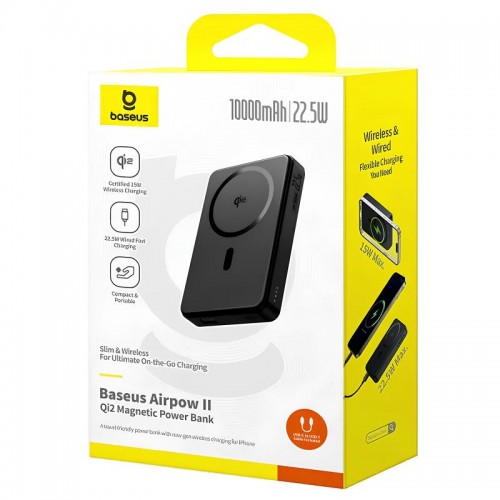 Портативное ЗУ Power Bank Baseus Airpow II OS Qi2 22.5W с БЗУ 10000 mAh (P10080000) Cosmic Black