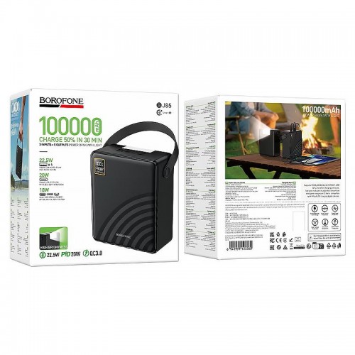 Портативное ЗУ Power Bank Borofone BJ85 Myriad 22.5W+PD20W with lighting 100000 mAh Black