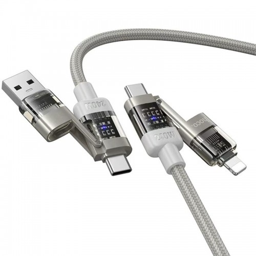 Дата кабель Hoco U151 Goldsmith 4in1 Type-C to USB/Type-C to Lightning 240W (1.2m) Gray