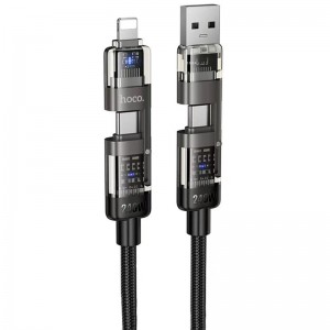 Дата кабель Hoco U151 Goldsmith 4in1 Type-C to USB/Type-C to Lightning 240W (1.2m) Black